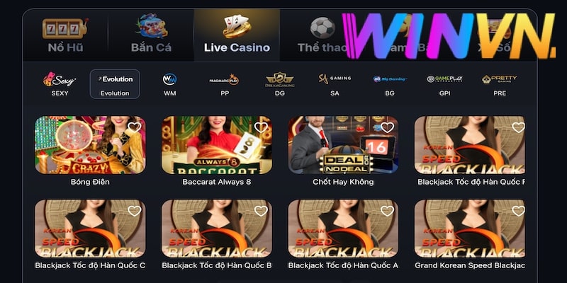 Khám phá 4 sảnh casino Winvn